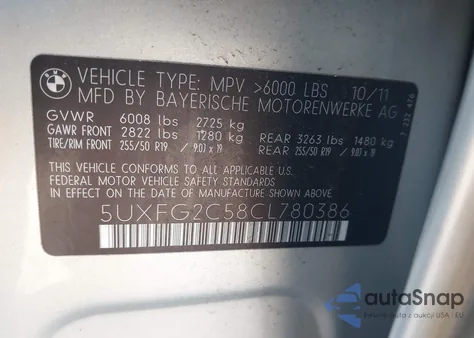 2012 BMW X6 xDrive35I z USA, uszkodzony, nr VIN 5UXFG2C58CL780386